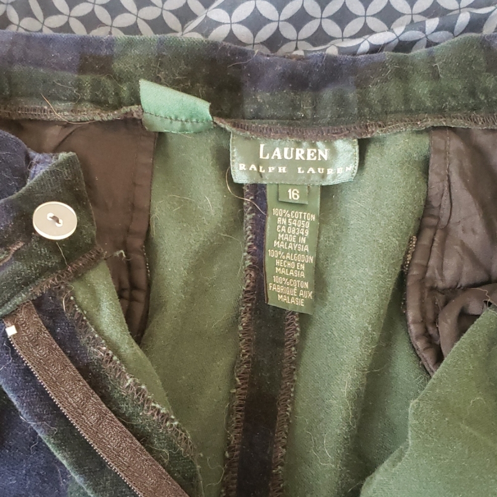Lauren by Ralph Lauren velveteen plaid pants